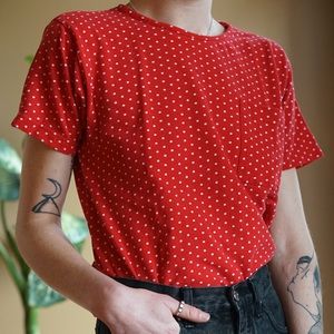 sweet lil red polka-dot lizsport tee